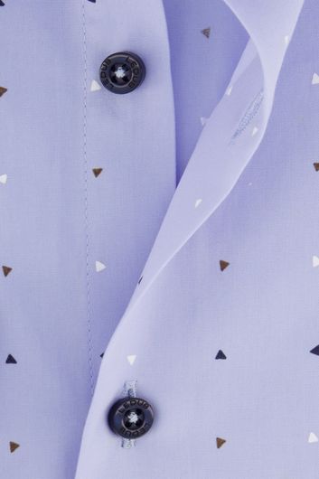 Ledub blauw geprint overhemd mouwlengte 7 Modern Fit New katoen