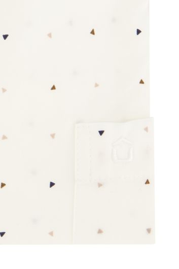 Ledub wit geprint overhemd mouwlengte 7 Modern Fit New katoen