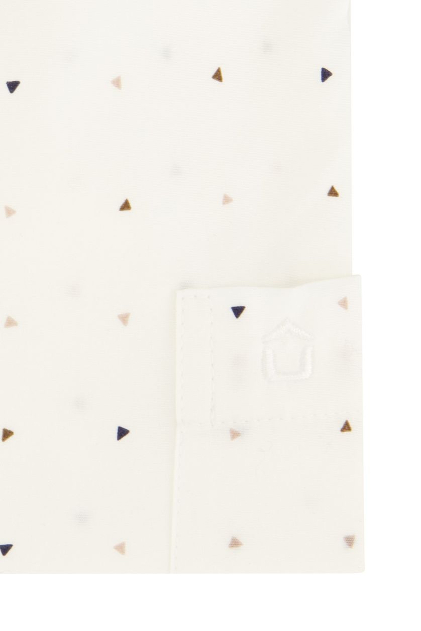 Normale fit Ledub overhemd mouwlengte 7 wit geprint katoen