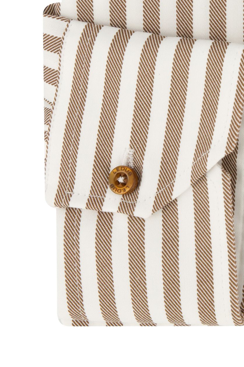 Ledub wit bruin overhemd gestreept modern fit