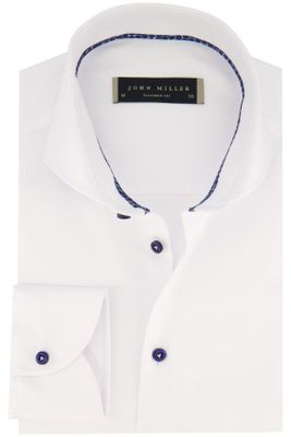 John Miller John Miller overhemd mouwlengte 7 Tailored Fit normale fit wit effen katoen