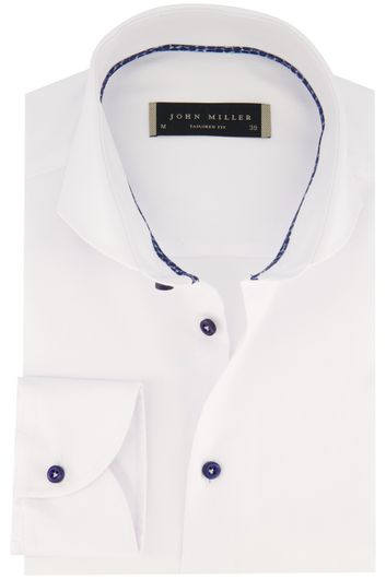 Mouwlengte 7 John Miller overhemd normale fit wit effen katoen