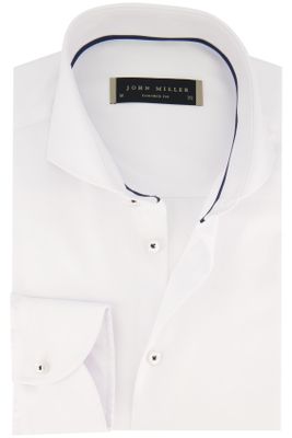 John Miller John Miller tailored fit overhemd mouwlengte 7 wit effen katoen