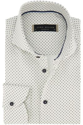 John Miller John Miller overhemd mouwlengte 7 Tailored Fit normale fit wit geprint katoen