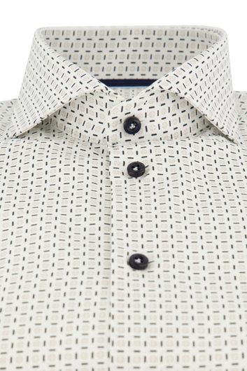 John Miller overhemd mouwlengte 7 Tailored Fit normale fit wit geprint katoen