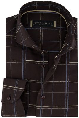 John Miller John Miller business overhemd Tailored Fit normale fit bruin geruit katoen