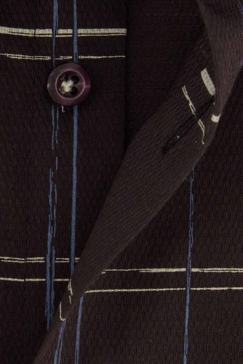 John Miller bruin geruit business katoen overhemd normale fit
