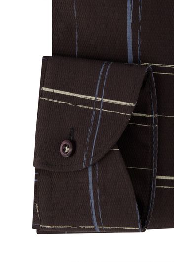 John Miller business overhemd Tailored Fit normale fit bruin geruit katoen