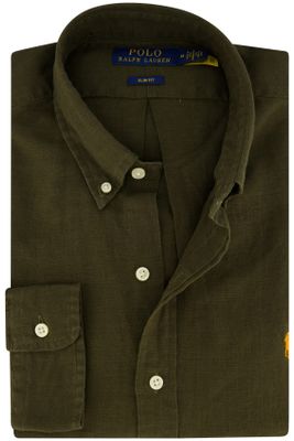 Polo Ralph Lauren Polo Ralph Lauren casual overhemd slim fit groen effen linnen