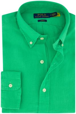 Polo Ralph Lauren Polo Ralph Lauren casual overhemd slim fit groen effen linnen