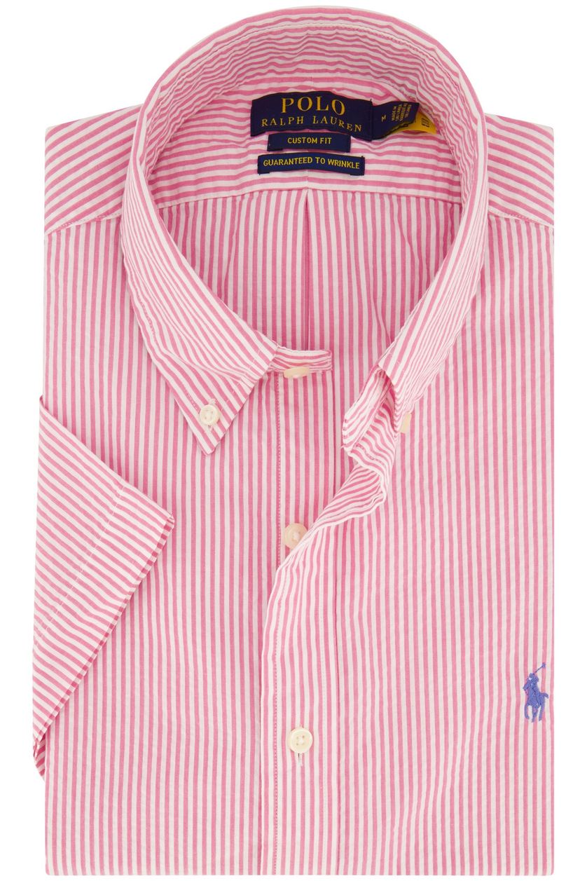 Polo Ralph Lauren roze gestreept overhemd korte mouw katoen