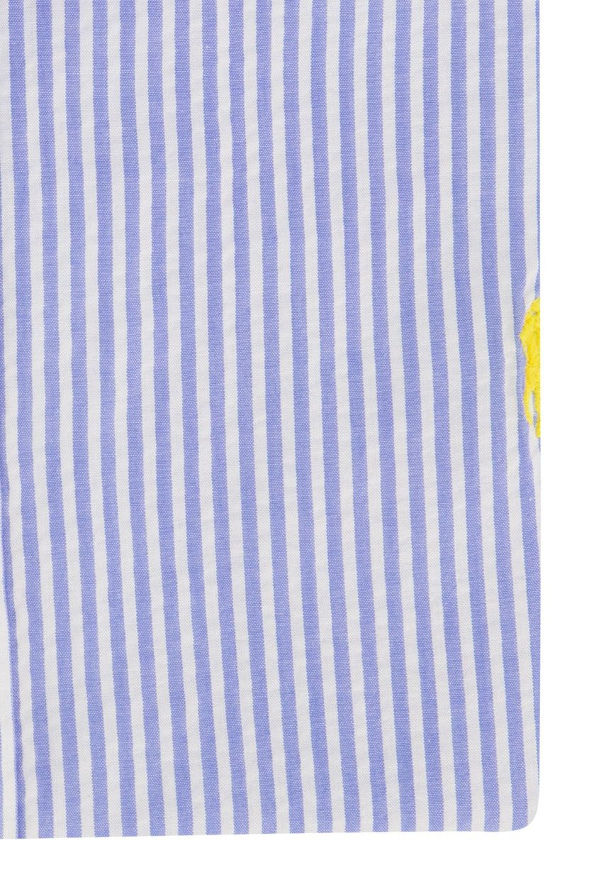 Polo Ralph Lauren casual overhemd korte mouw normale fit lichtblauw gestreept katoen