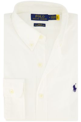 Polo Ralph Lauren Polo Ralph Lauren casual overhemd slim fit wit effen katoen donkerblauw logo