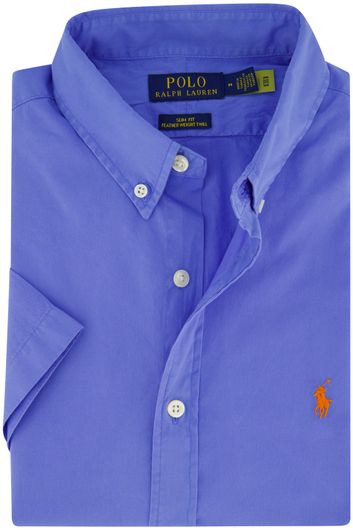 Korte mouw Polo Ralph Lauren overhemd slim fit blauw katoen