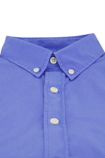 Korte mouw Polo Ralph Lauren overhemd slim fit blauw katoen