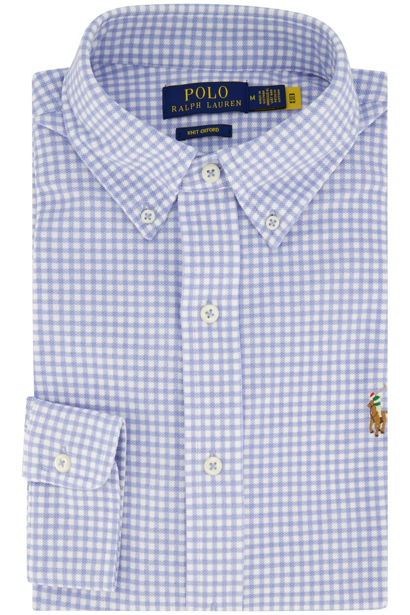 Overhemd katoen Polo Ralph Lauren lichtblauw geruit normale fit