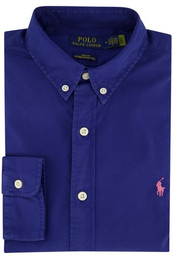 Katoenen Polo Ralph Lauren overhemd slim fit blauw