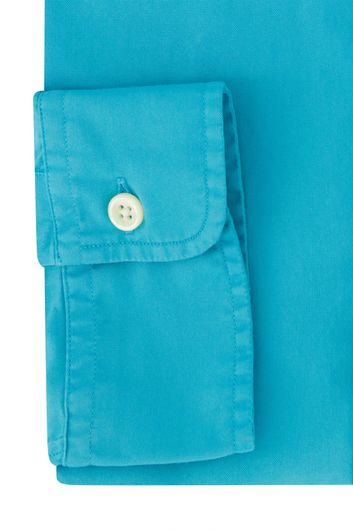 Polo Ralph Lauren casual overhemd slim fit blauw effen katoen witte knopen