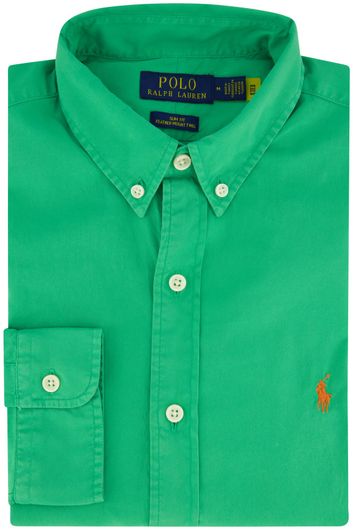 Polo Ralph Lauren casual overhemd slim fit groen effen katoen