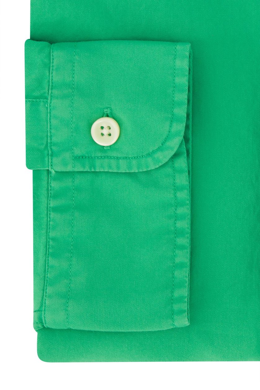 Polo Ralph Lauren casual overhemd slim fit groen effen katoen witte knopen