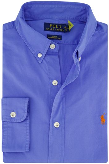 Slim fit Polo Ralph Lauren overhemd blauw katoen