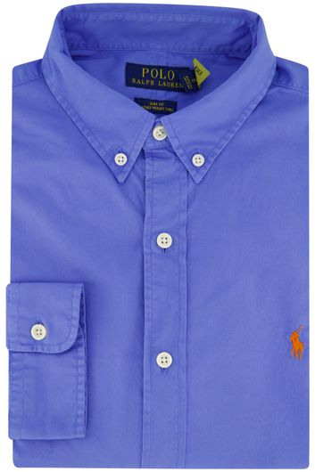 Slim fit Polo Ralph Lauren overhemd blauw katoen