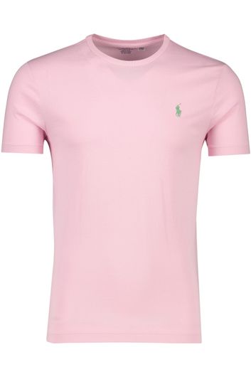Polo Ralph Lauren t-shirt roze Custom Slim Fit 100% katoen