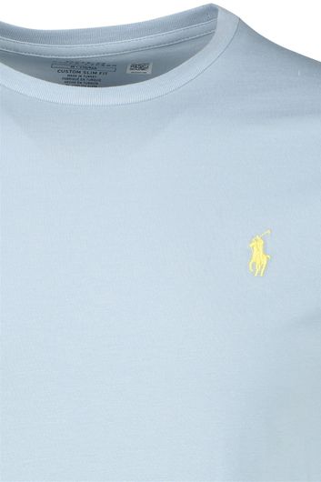 Polo Ralph Lauren t-shirt lichtblauw Custom Slim Fit ronde hals katoen