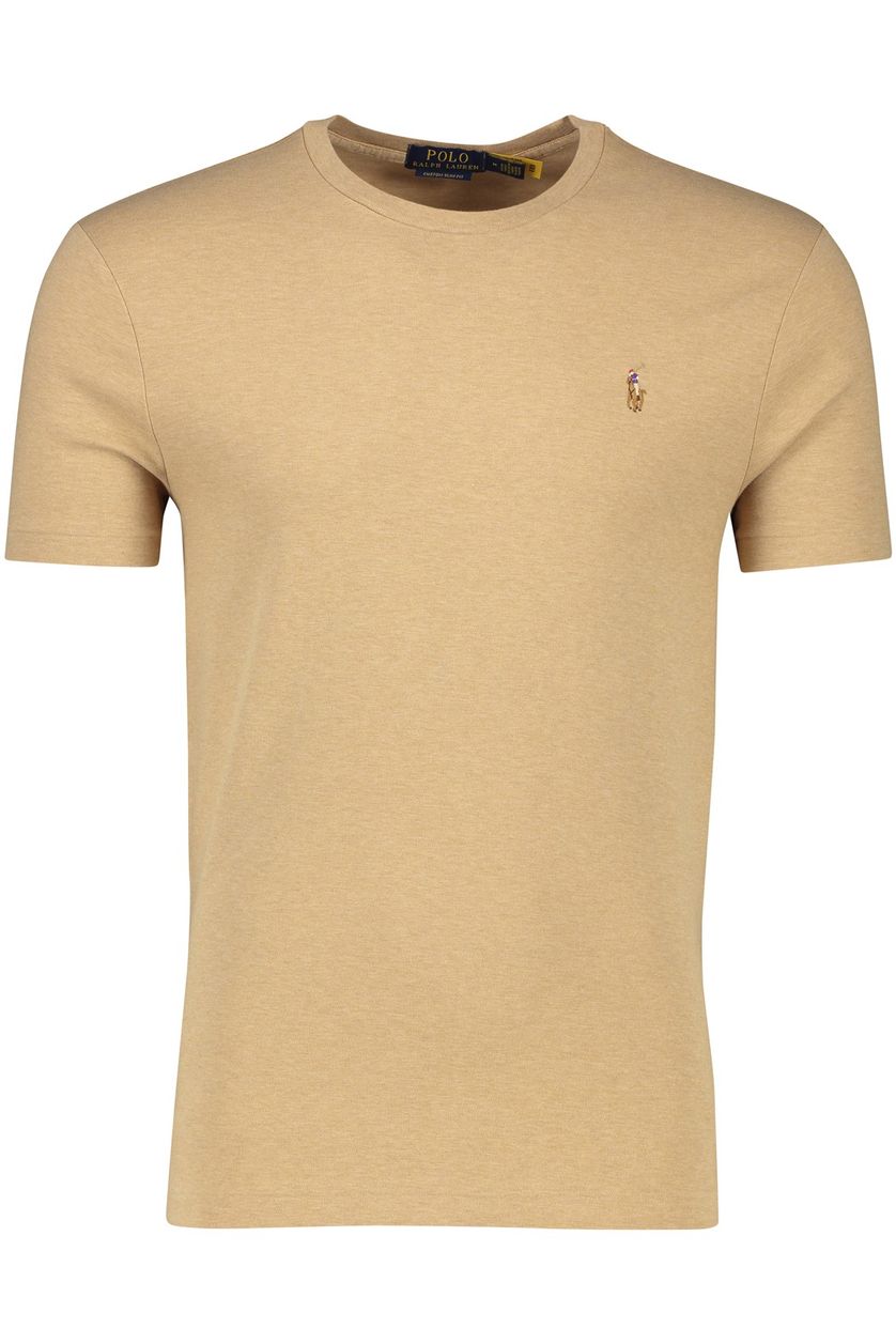 Polo Ralph Lauren t-shirt bruin custom slim fit effen met logo