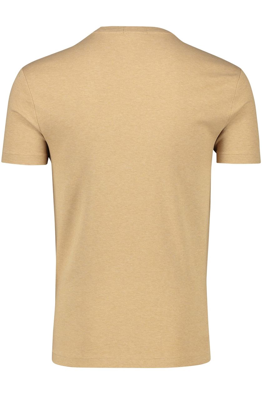 Polo Ralph Lauren t-shirt bruin custom slim fit effen met logo