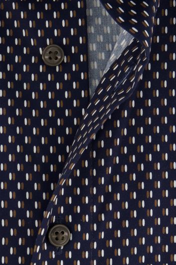Olymp overhemd normale fit donkerblauw geprint katoen