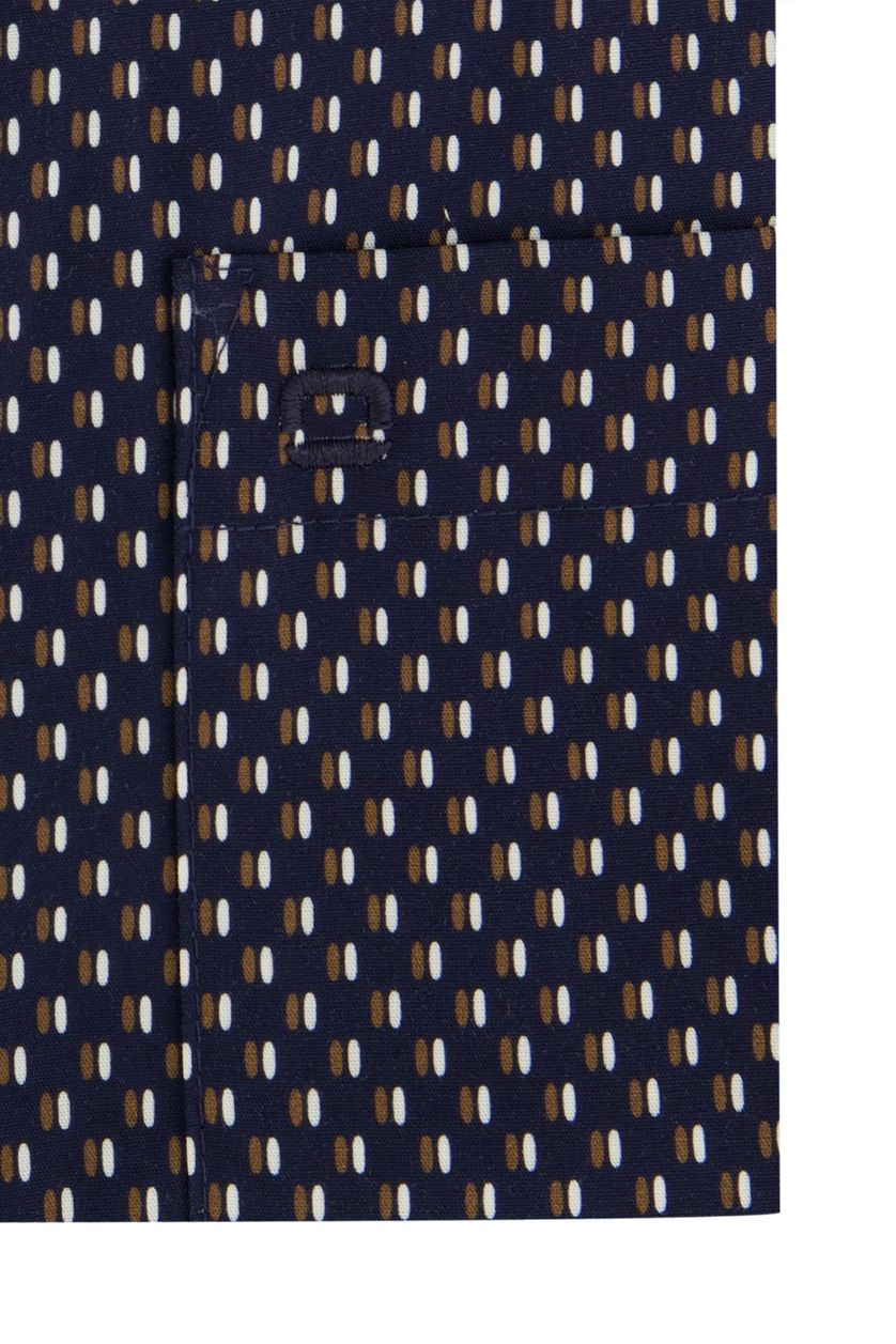 Olymp business overhemd donkerblauw geprint katoen