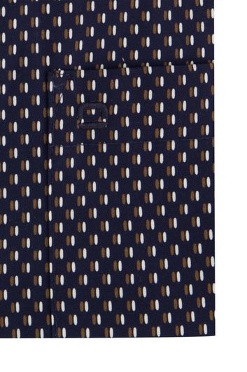 Olymp overhemd normale fit donkerblauw geprint katoen