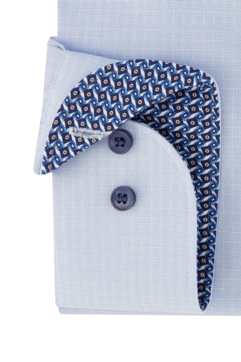 Olymp business overhemd Level Five slim fit lichtblauw geruit katoen