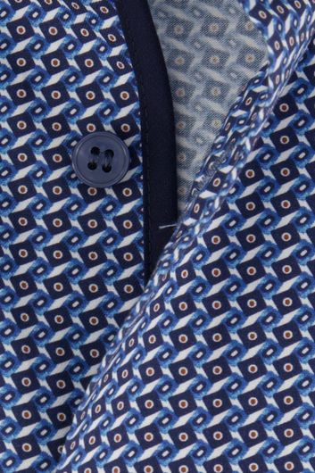 Blauw geprint Olymp business overhemd normale fit
