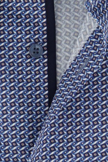 Olymp overhemd mouwlengte 7 Level Five slim fit blauw geprint katoen-stretch