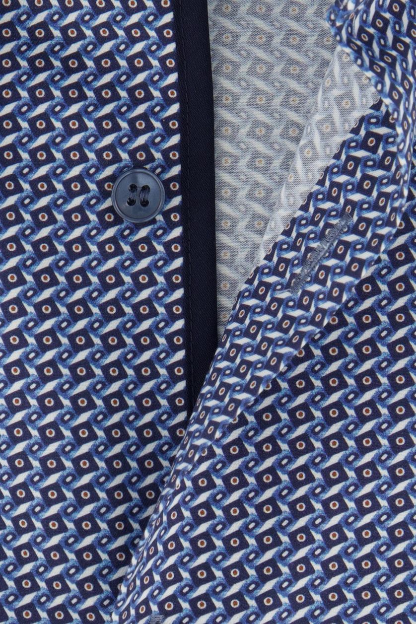 Olymp zakelijk overhemd mouwlengte 7 Level Five slim fit blauw geprint katoen