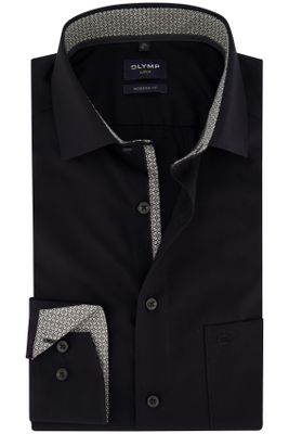 Olymp Olymp business overhemd normale fit zwart effen katoen