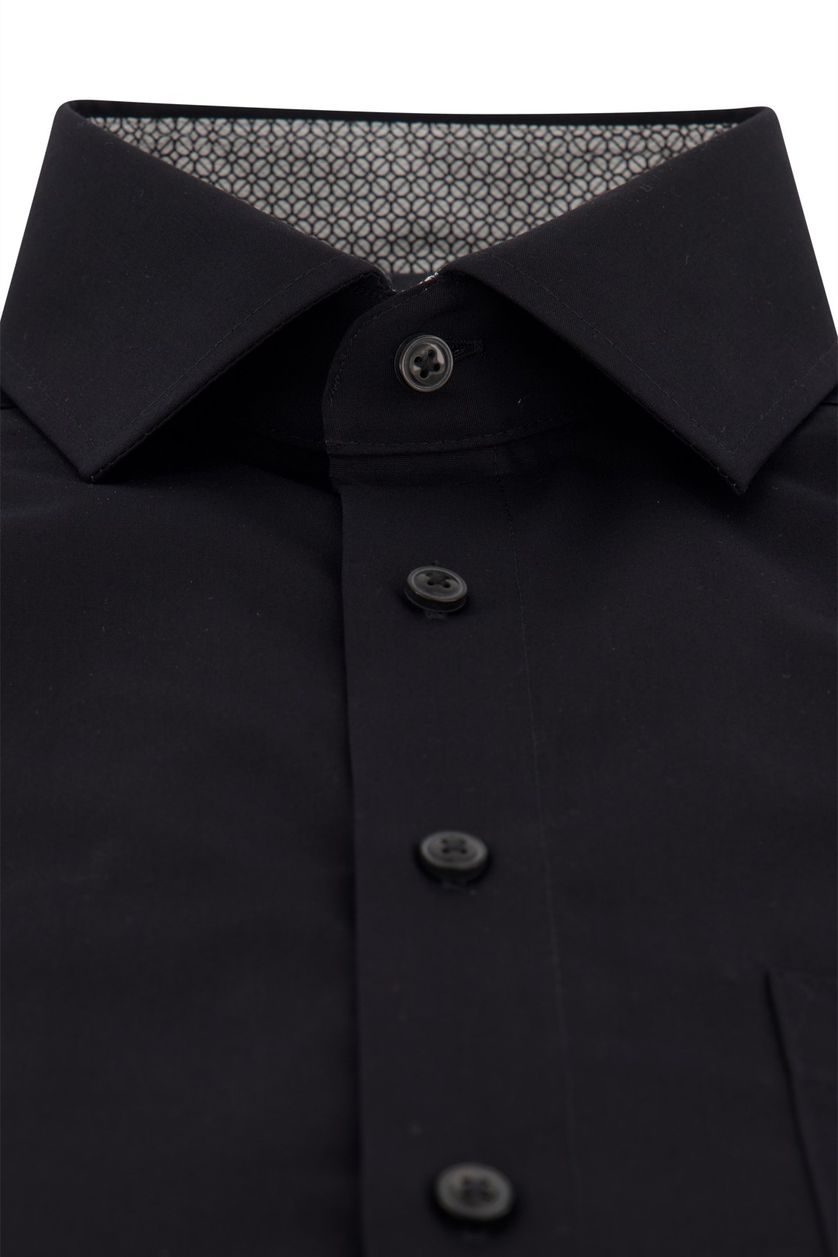 Olymp business overhemd zwart effen katoen