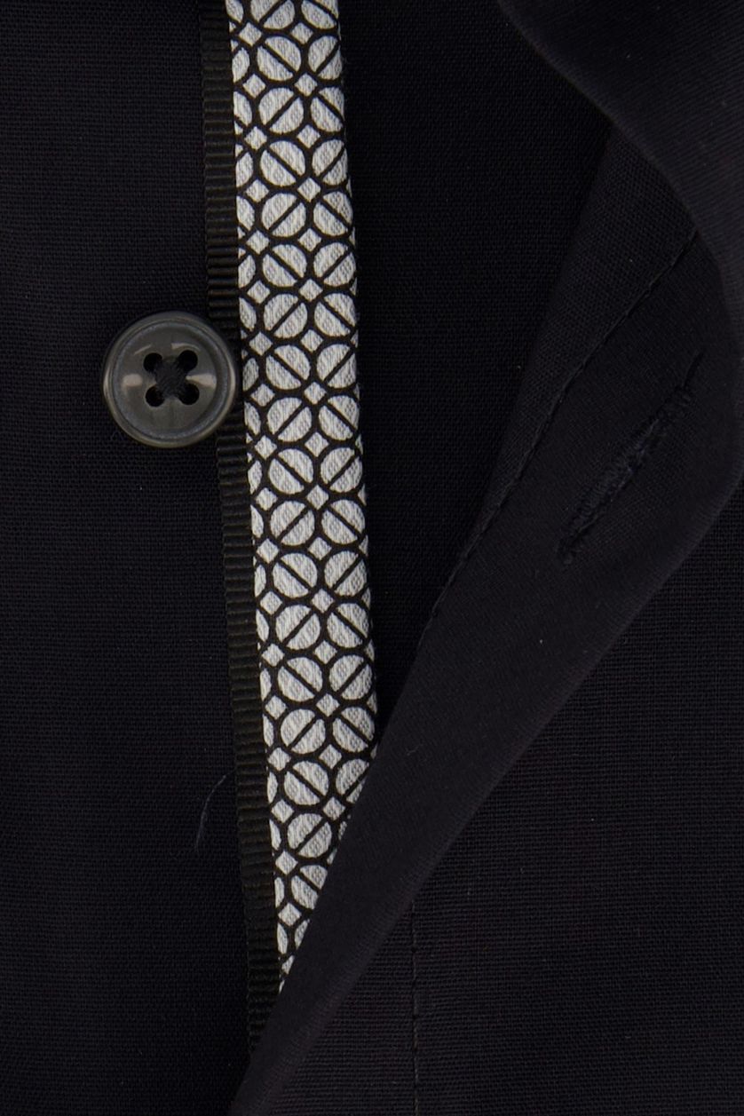 Olymp business overhemd zwart effen katoen