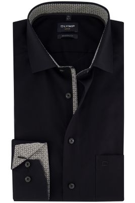 Olymp Olymp strijkvrij overhemd zwart katoen modern fit