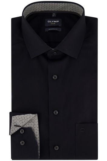 Olymp overhemd strijkvrij zwart modern fit katoen