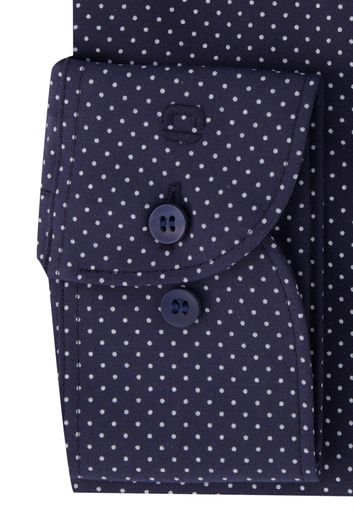 Olymp business overhemd slim fit donkerblauw geprint katoen