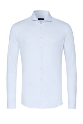 Desoto Desoto overhemd slim fit lichtblauw geprint katoen