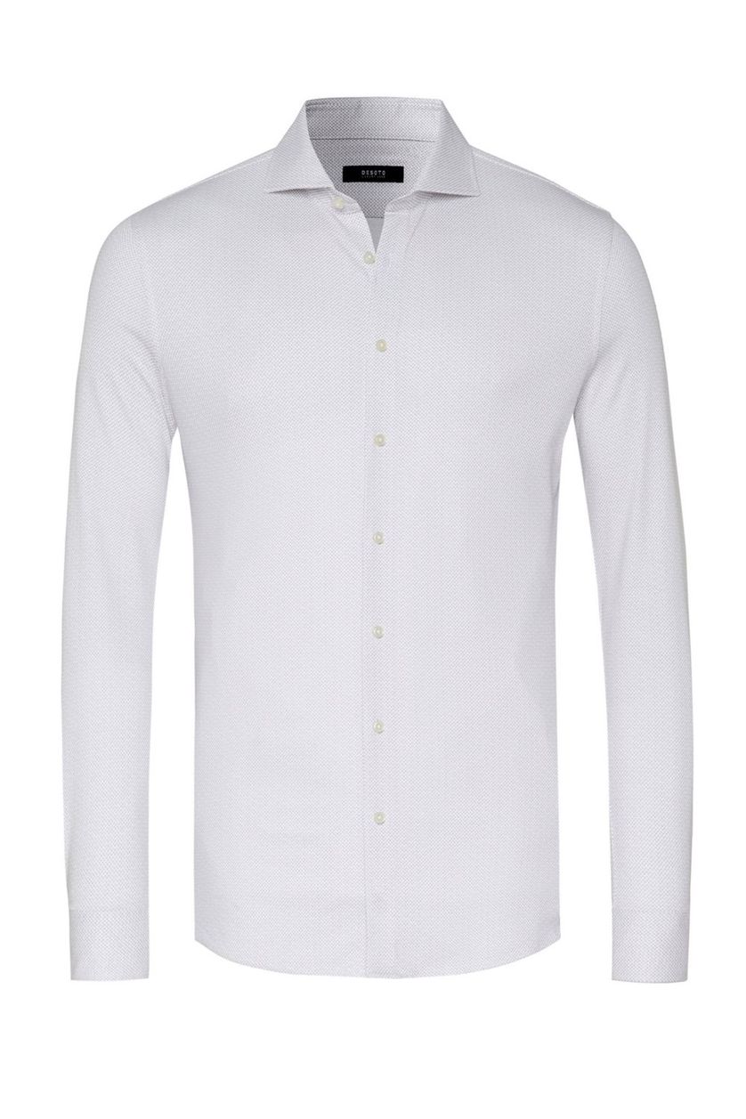 katoenen Desoto business overhemd slim fit geprint lichtbruin