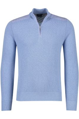Paul & Shark Paul & Shark sweater half zip lichtblauw katoen
