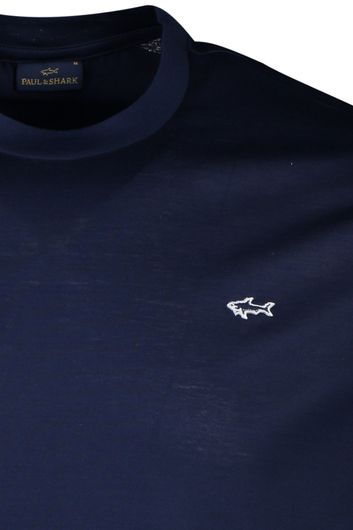 Paul & Shark t-shirt donkerblauw wit katoen 