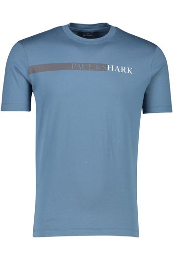 Paul & Shark t-shirt blauw katoen met tekst