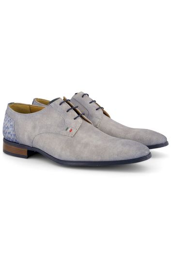 Giorgio nette schoenen grijs effen leer met donkerblauwe details