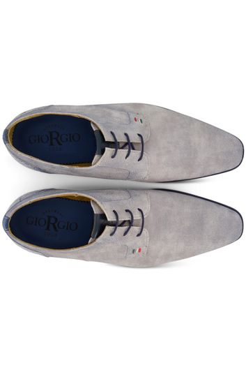 Giorgio nette schoenen grijs effen leer met donkerblauwe details